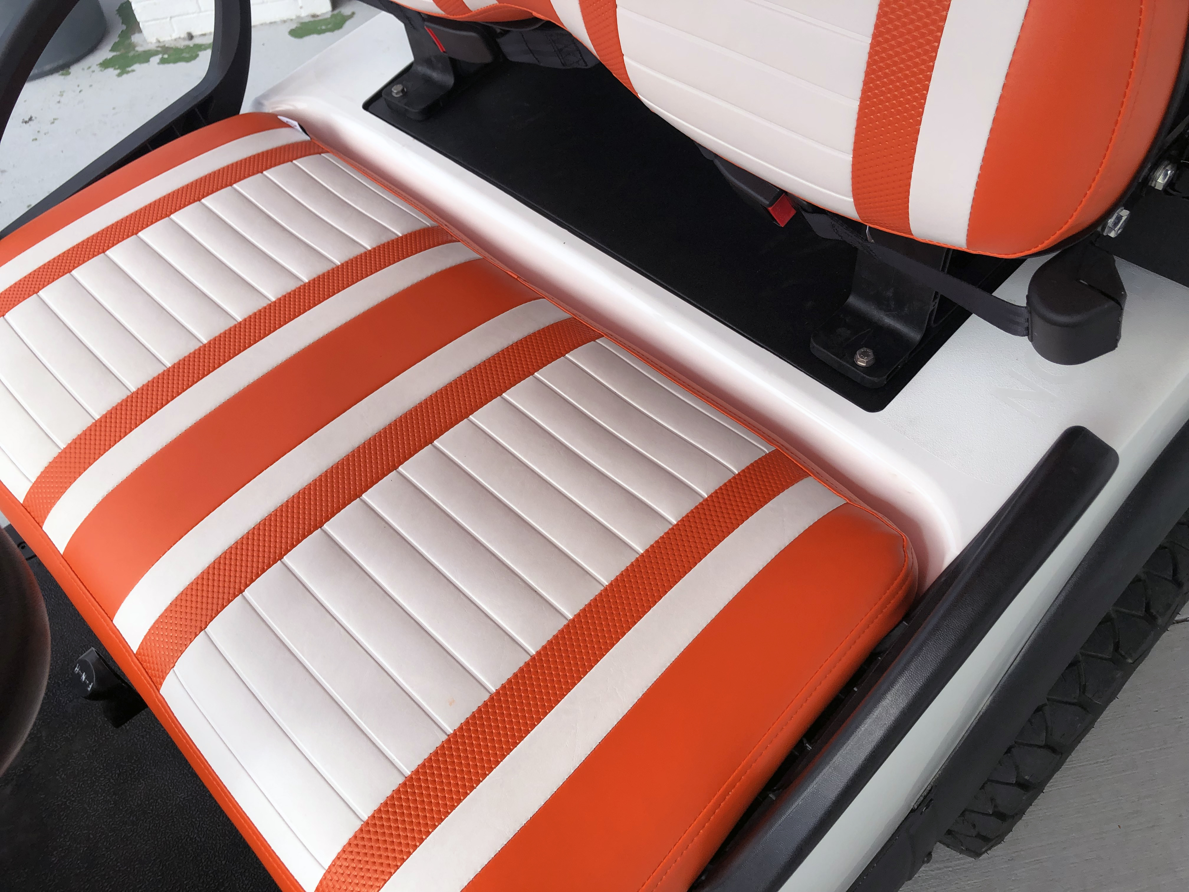Orange and White Golf Cart Seats