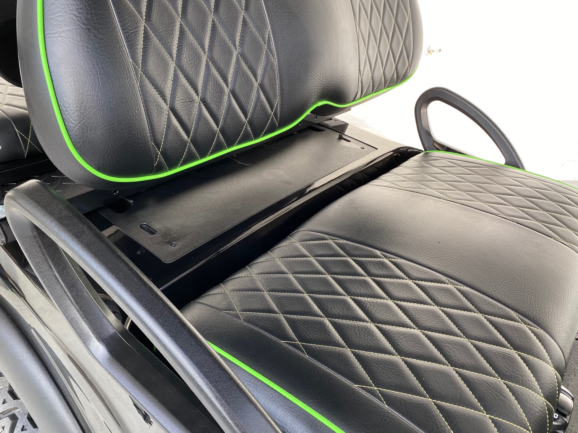 Custom Golf Cart Seats Diamond Pleates Black And Lime Green