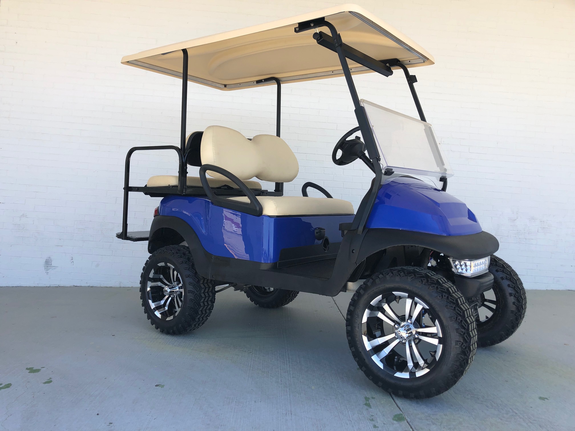 Blue Lifted Car Precedent Golf Cart Extended Top 01