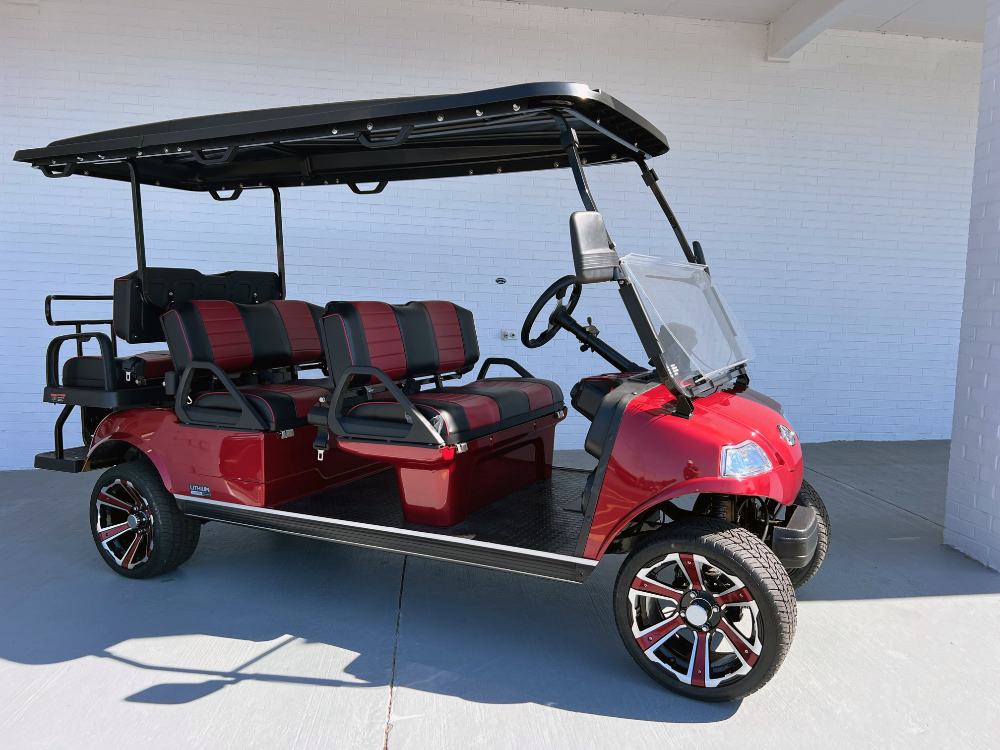 Burgundy Carrier 6 Limo Evolution Golf Cart | Golf Carts - Non Lifted