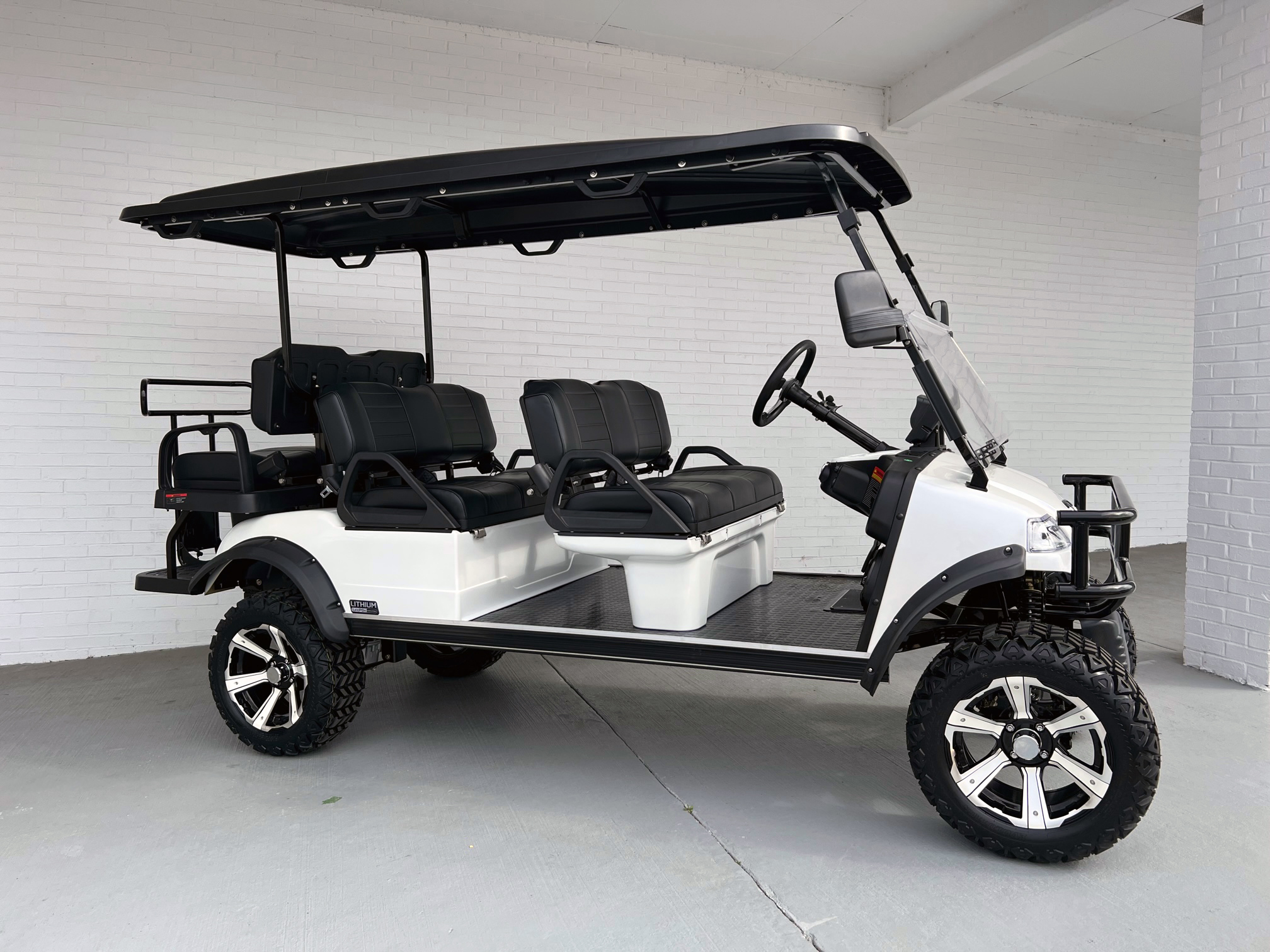 White 6 Plus Limo Lifted Evolution Golf Cart | Golf Carts - Lifted