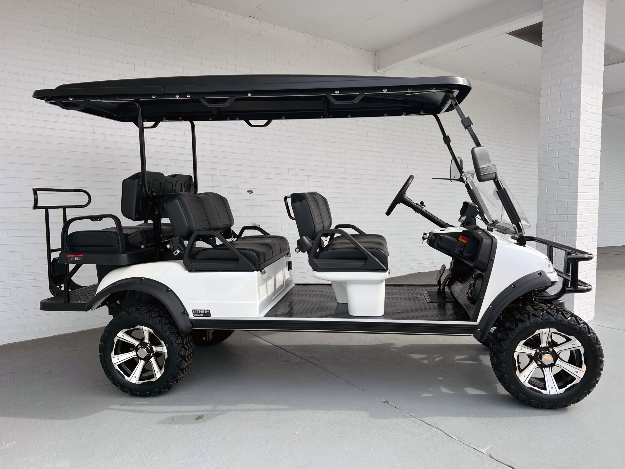 White 6 Plus Limo Lifted Evolution Golf Cart | Golf Carts - Lifted